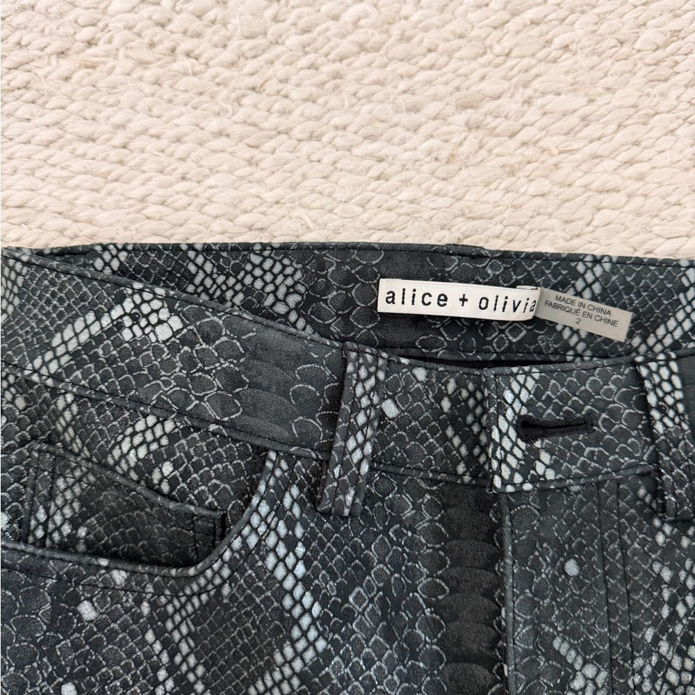Alice + Olivia Gray Snake Print High Rise Jeans